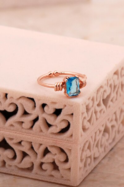 Sümer Telkari Akua Marin Rose Gümüş Yüzük 5773