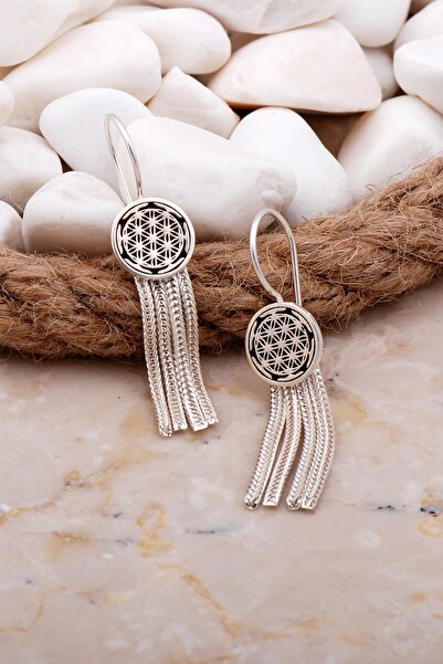 Sümer Telkari Yaşam Çiçeği Elişi Hasır Gümüş Küpe 5940