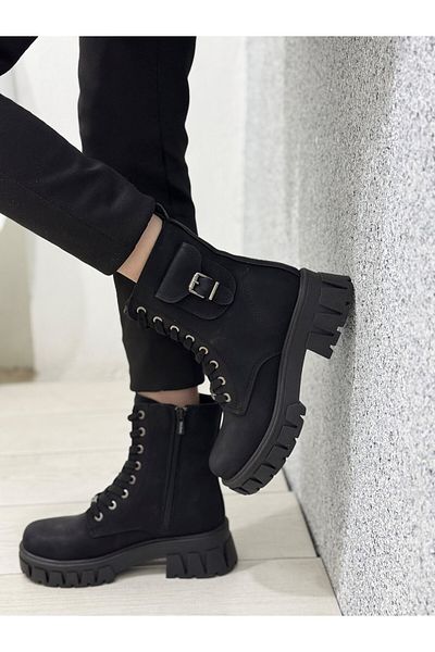 Wickers 2573 Μπότες με χοντρή σόλα Wickers Black Nubuck