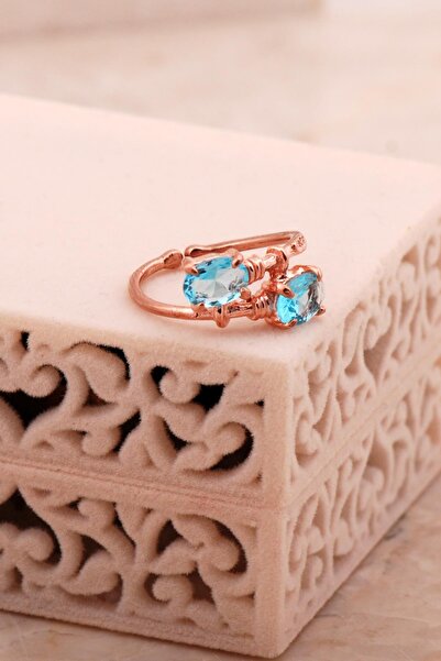 Sümer Telkari Akua Marin Rose Gümüş Yüzük 5795