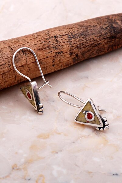 Sümer Telkari Antik Mozaik İşlemeli Sarı Kuvars Taşlı Gümüş Küpe 6084