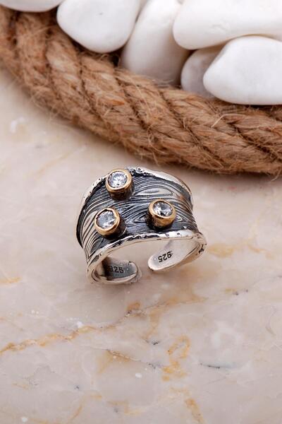 Sümer Telkari Kuvars Taşlı Çekiç Dövme Elişi Gümüş Yüzük 3624