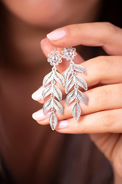 Sümer Telkari Başak Tasarımlı Telkari Işlemeli Gümüş Küpe 4941