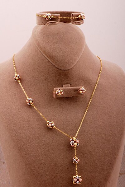 Sümer Telkari Tasarım Renkli Dorissa Toplu Gümüş Set 2735