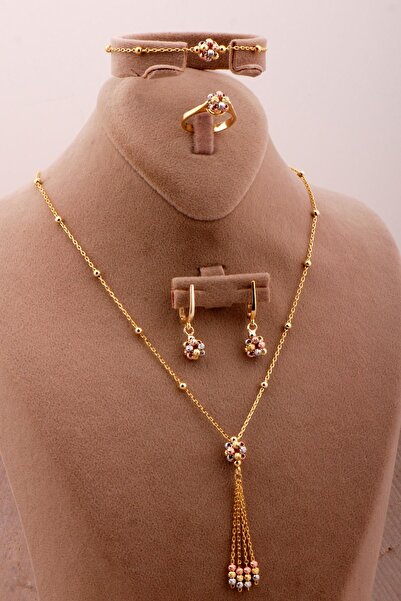 Sümer Telkari Tasarım Renkli Dorissa Toplu Gümüş Set 2731