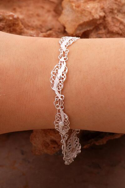 Sümer Telkari Telkari İşlemeli Gümüş Bileklik 4406