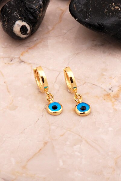 Sümer Telkari Altın Kaplama Nazar Boncuklu Gümüş Halka Küpe 6885