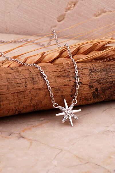 Sümer Telkari Kutup Yıldızı Mini Rodyumlu Gümüş Kolye 7987