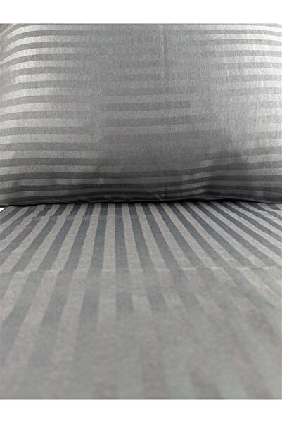 Mrs.Gugar Striped Satin Anthracite 2 Pieces 50X70 Pillow Case
