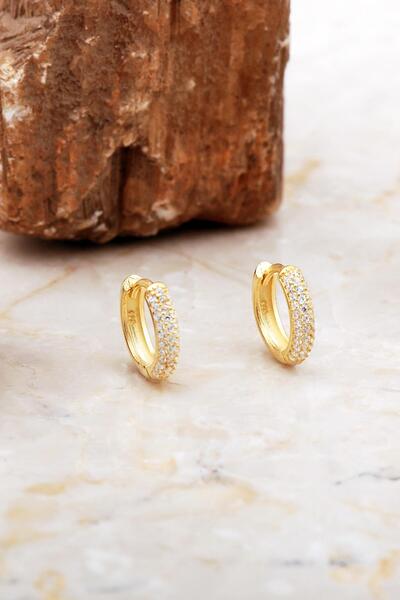 Sümer Telkari 13 Mm Altın Kaplama Gümüş Halka Küpe 7021