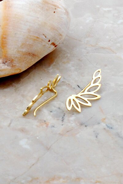 Sümer Telkari Melek Kanadı Altın Yaldızlı Gümüş Küpe 2585