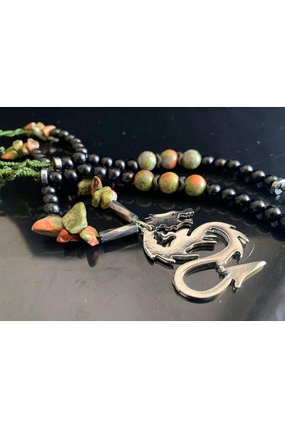magıcgrange Natural Stone Fuel Designed Steel Kolyae Handmade Accessory for Men and Women - Summer Season