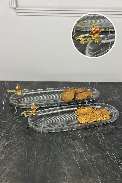 MAY HOME Detailed 2-piece Oval Glass Presentation Plate