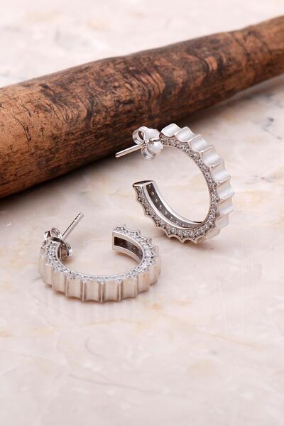 Sümer Telkari Taşlı 17 Mm Gümüş Halka Küpe 5040