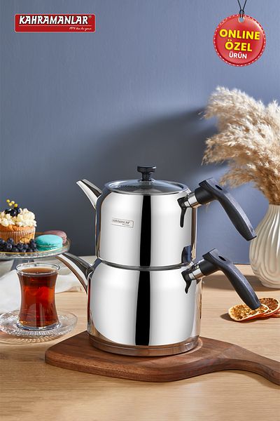 Kahramanlar Delux Medium Size Black 4 Piece Teapot Set