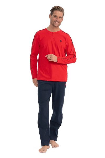 U.S. Polo Assn. Us Polo Assn. 18836 Men's Pajama Set - Long Sleeve, Round Neck, Red