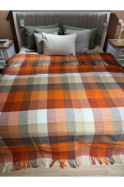 MaVaux Sesli Comfort Series Oversized Cotton Boxed Scotch Blanket 200X220 1750Gr