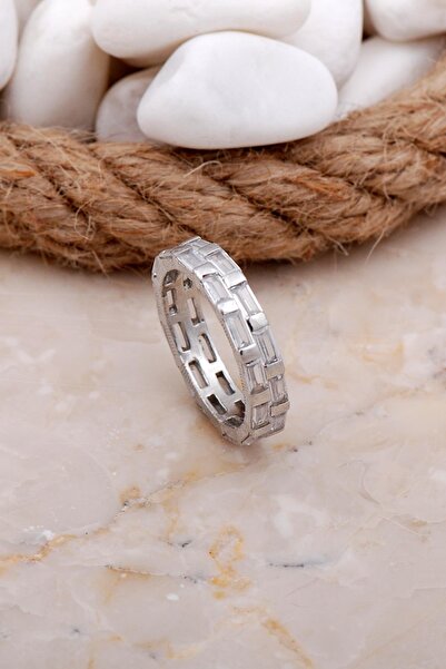 Sümer Telkari İki Sıra Baget Tamtur Rodyumlu Gümüş Yüzük 3534