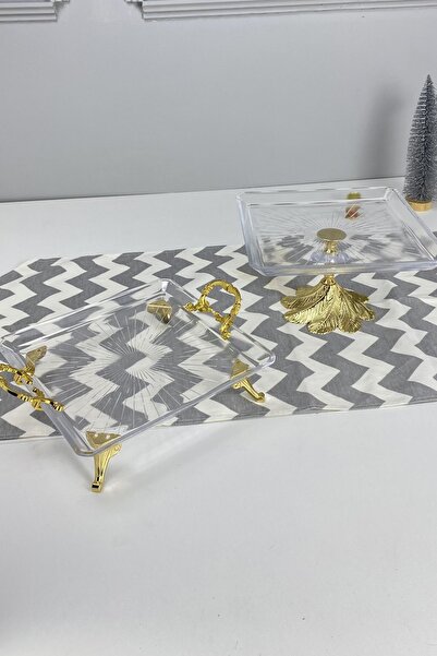 MAY HOME Madlen Kare 2'Li Sunumluk Tabak Seti & Yemek Pasta Kurabiye Sunumluğu