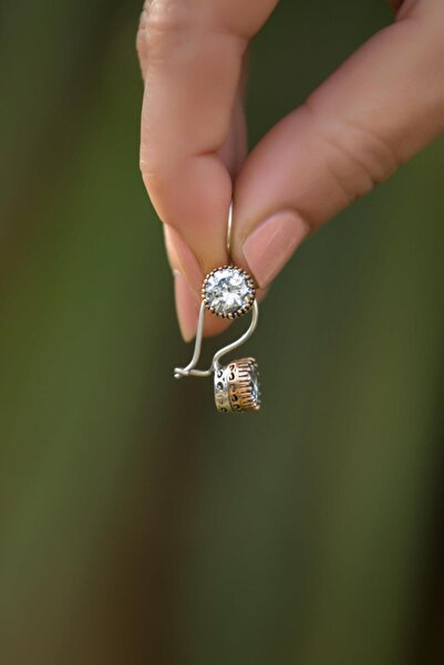 Sümer Telkari Quartz Taşlı Elişi Gümüş Tasarım Küpe 4238