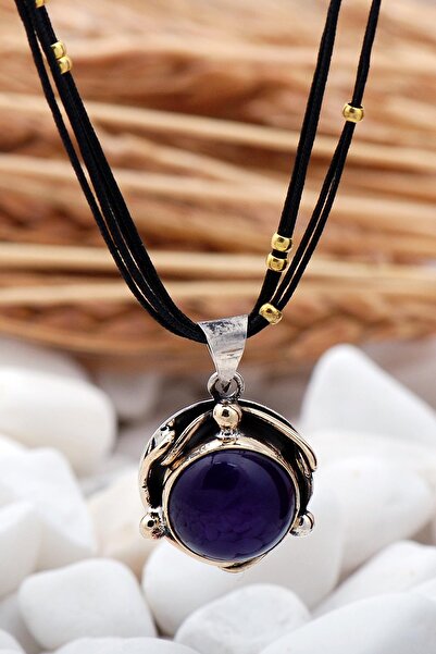 Sümer Telkari Ametist Taşlı Elişi Gümüş Kolye 7383