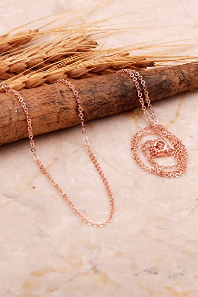 Sümer Telkari Ezme Forse 60 Cm Rose Gümüş Zincir Kolye 66
