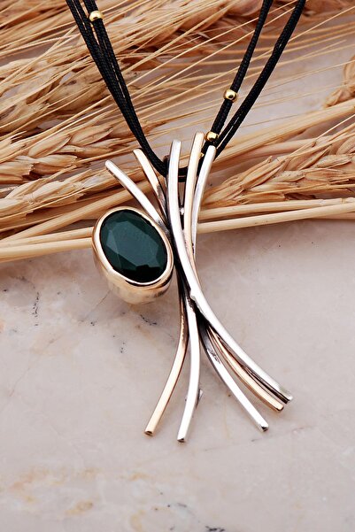 Sümer Telkari Kök Zümrüt Taşlı Elişi Tasarım Gümüş Kolye 7428