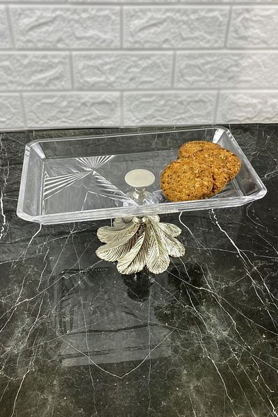MAY HOME رف تقديم زجاجي كبير الحجم من كاند، حامل معدني، رف تقديم زجاجي
