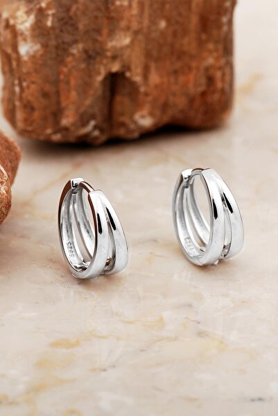 Sümer Telkari 16 Mm Tasarım Çift Halka Gümüş Küpe 6983