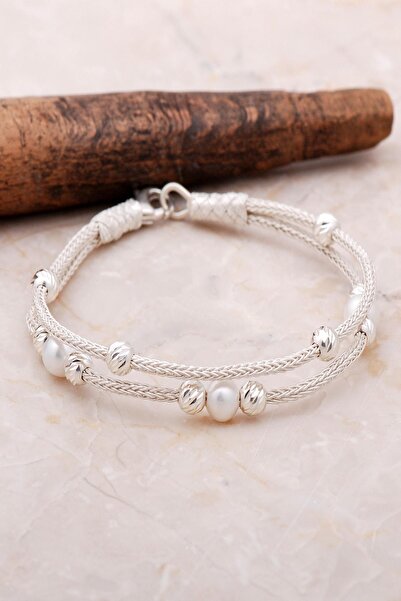 Sümer Telkari Kazaziye Dorissa Inci Taşlı Gümüş Bileklik 3465