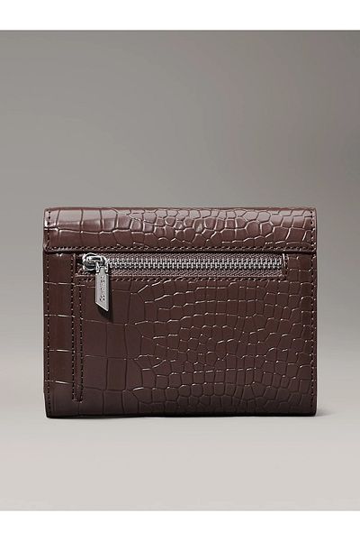 Calvin Klein Brown Patterned Logo Zipper Women's Wallet - K60K 612453 -Hjm