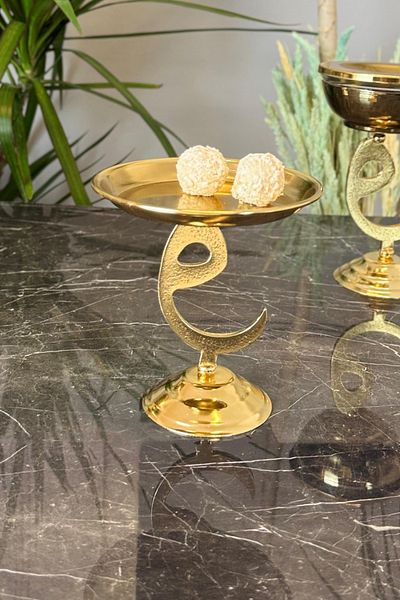 MAY HOME علبة معدنية على شكل حرف Vav، وعاء حلوى، وعاء حلوى، وعاء تقديم الطعام