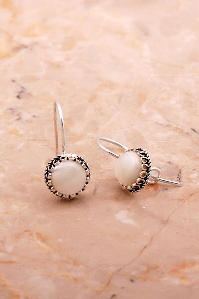 Sümer Telkari Sedef Taşlı Mini Elişi Gümüş Küpe 6176