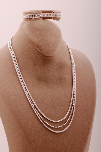 Sümer Telkari Toplu Hasır Örgü Tasarım Gümüş Set 2714