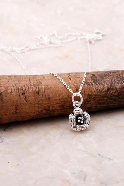 Sümer Telkari Mini Çiçekli Elişi Gümüş Kolye 7142