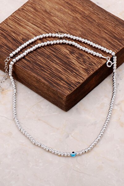 Sümer Telkari Dorika Nazar Boncuklu 925 Ayar Gümüş Kolye 6857