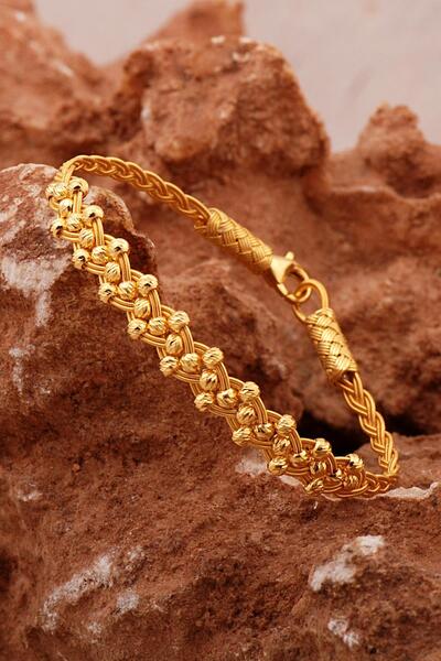 Sümer Telkari Dorissa Kazaziye İşlemeli Altın Yaldızlı Tasarım Gümüş Bileklik...