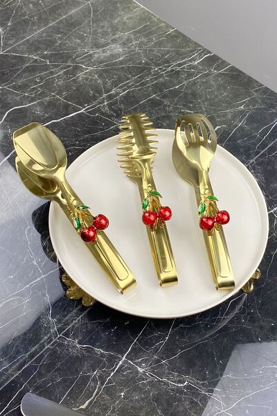 MAY HOME 3'Lü Kiraz Servis Sunum Makarna Pasta Salata Kek Maşa Seti