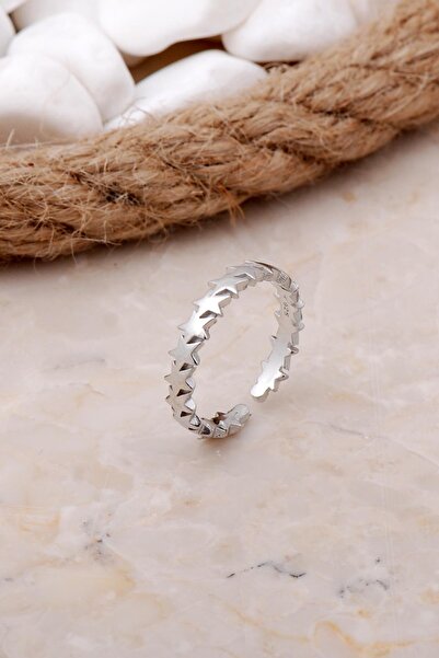 Sümer Telkari Yıldız Tasarım Rodyumlu Gümüş Yüzük 3520