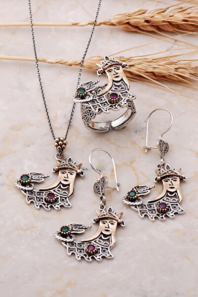 Sümer Telkari Şahmeran Tasarım Gümüş Set 2001