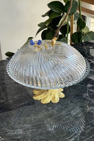 MAY HOME Double Model Cake Dish with Glass Lid Presentation Plate