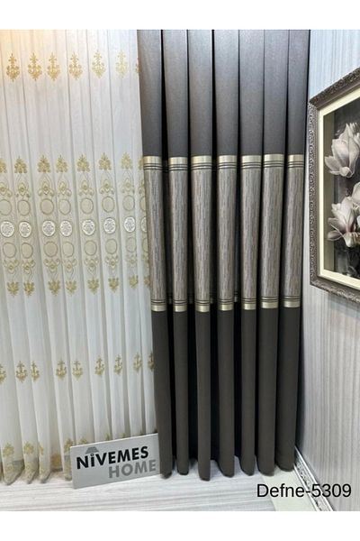NİVEMESHOME Nivemeshome Laurel Soil Ft614166 5309 1/3 Close Pleated Background Curtain Apm