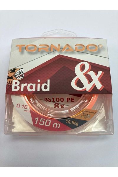 Tornado 150m 8X 0.16mm 14.80kg Orange Rope Fishing Line