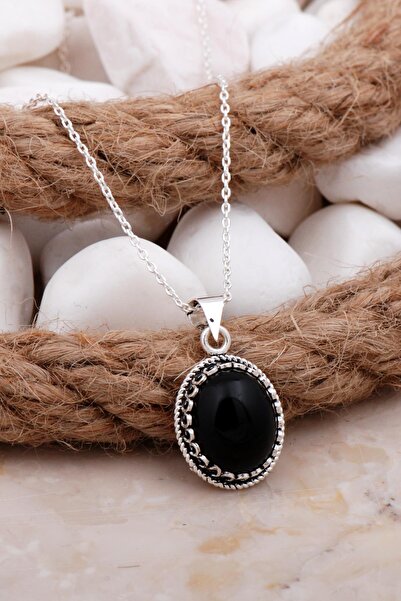 Sümer Telkari Onix Telkari Işlemeli Gümüş Kolye 7807