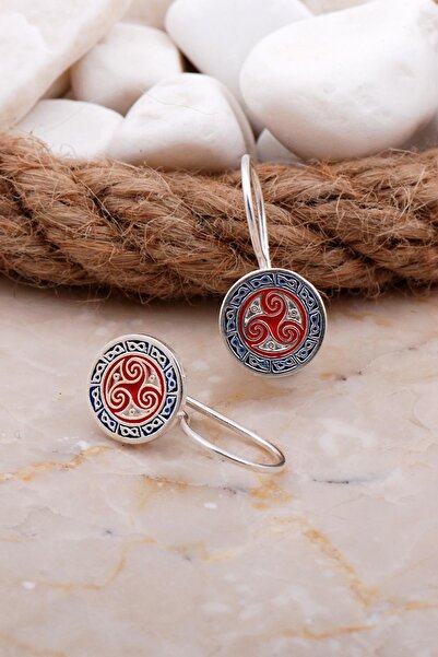 Sümer Telkari Mineli Elişi Gümüş Küpe 5913