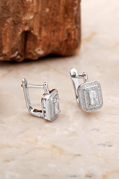 Sümer Telkari Baget Model Rodyumlu Parlak Gümüş J Küpe 6960