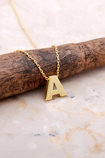 Sümer Telkari A Harfi Altın Kaplama Gümüş Kolye 7847