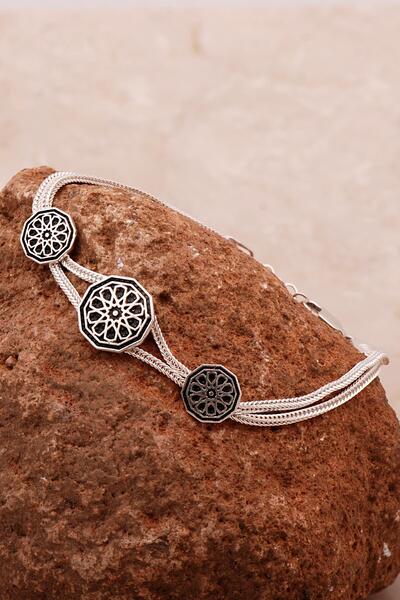 Sümer Telkari Anadolu Motifli Hasır Elişi Tasarım Gümüş Bileklik 4353
