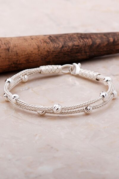 Sümer Telkari Kazaziye İşlemeli Elişi Dorika 1000 Ayar Gümüş Bileklik 3423