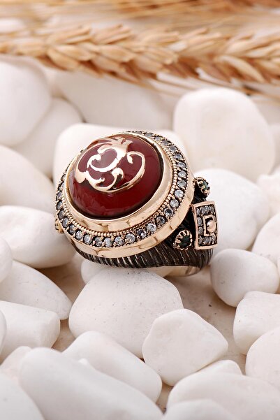 Sümer Telkari Sultan Serisi Akik Taşlı Elişi Tasarım Gümüş Yüzük 193